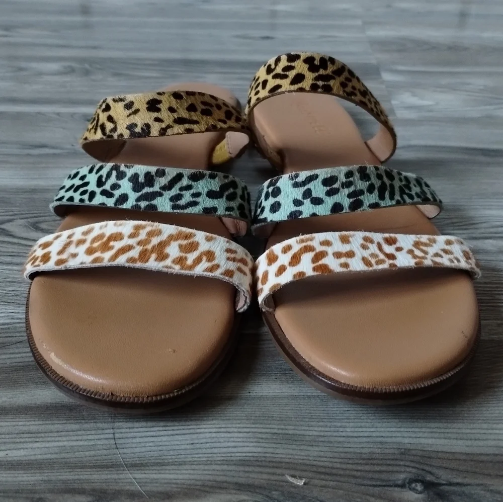 Madewell Ilana Colorblock Slide Sandals Calf Hair Spot Mix Women's Size 7.5
